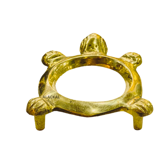 BRASS TORTOISE HEADED CONCH HOLDER / SHANKH KAAL