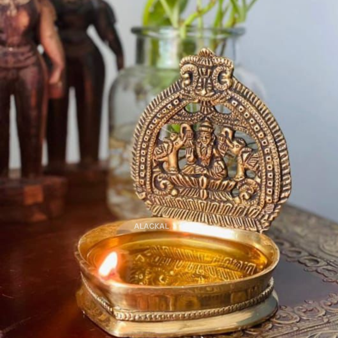 BRASS LAKSHMI LAMP ( ANTIQUE FINISH )