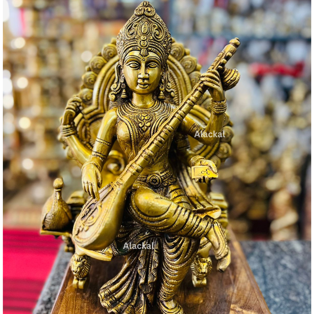 BRASS SARASWATI DEVI IDOL FOR NAVARATRI