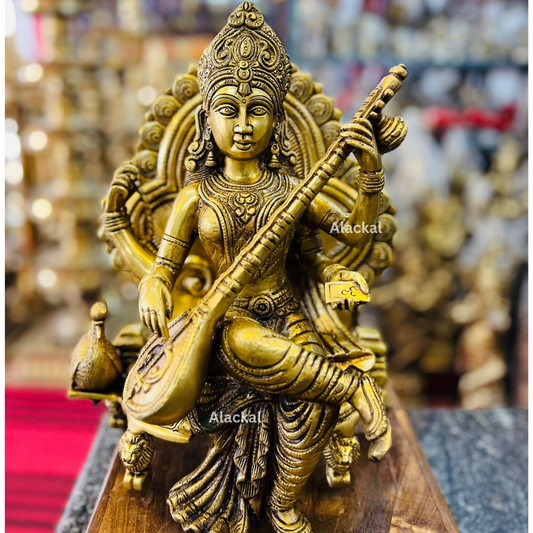 BRASS SARASWATI DEVI IDOL FOR NAVARATRI