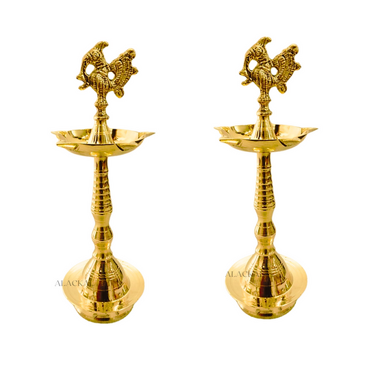 BRASS PEACOCK HEADED LAMP PAIR | DIWALI GIFT | DIYA | VILAKKU